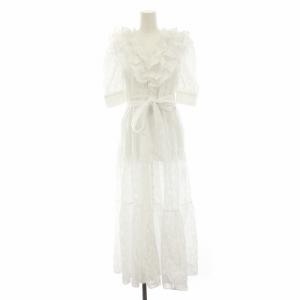 21SS 新木優子 SWEET コラボワンピース ロング Vネック 半袖 フリル 0 白 ホワイト SWFO212093