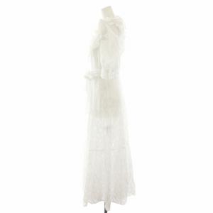 SNIDEL 21SS 新木優子 SWEET コラボワンピース ロング Vネック 半袖 フリル 0 白 ホワイト SWFO212093