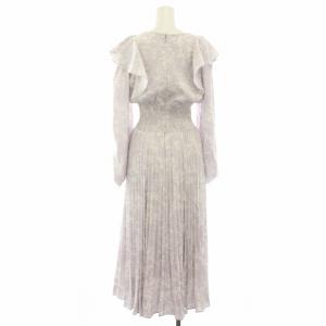 SNIDEL 24SS サテンジャガードプリントワンピース ロング 長袖 花柄 カシュクール風 0 ラベンダー 白 ホワイト