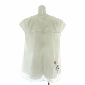 Chesty フレアシャツ ブラウス シアー シースルー 半袖 クルーネック 花柄 刺繍 1 白 ホワイト /BB