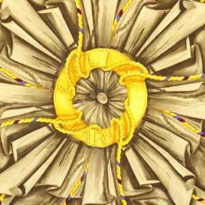 CELINE スカーフ 総柄 絹 シルク カーキ 黄 イエロー /YT OH