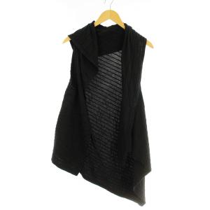 カーディガン ノースリーブ ベスト ジレ アシンメトリー 黒 /MM