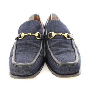 GUCCI ローファー モカシン デニム ホースビット 43 紺 0197 /MM