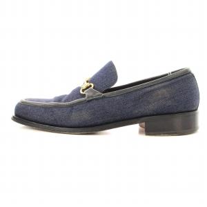 GUCCI ローファー モカシン デニム ホースビット 43 紺 0197 /MM
