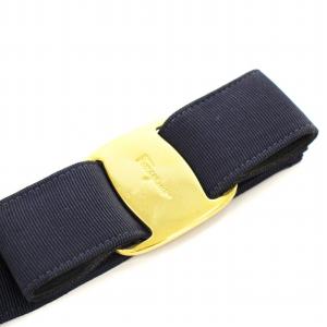 Salvatore Ferragamo ベルト バックル ヴァラリボン 紺 /MM