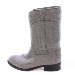 ミドルブーツ ココマーク 刺繍 ウール 36.5 グレー