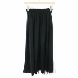 Chacott チュールコンビライトタフタスカート ロング フレア チュール 切替 イージー M 黒 ブラック 256320-0612-42