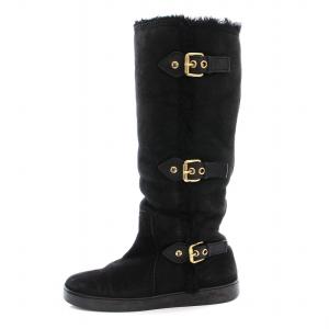 LOUIS VUITTON ロング ムートンブーツ 37 ブラック