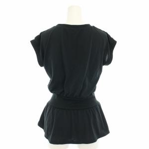 Chacott Tシャツ カットソー 半袖 フレンチスリーブ ペプラム ロゴプレート M 黒 ブラック 256210-0504-01