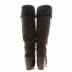 FENDI ズッカ柄 ロングブーツ 38.5 ブラウン 8W3625