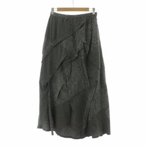 フレアスカート ロング チェック ストレイプ 40 ブラック ホワイト 32952110 /NQ