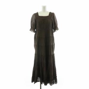 ワンピース ロング 半袖 フレア レース ブラウン P019IFA11 /NQ