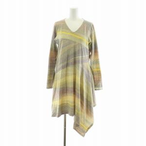 ワンピース ミニ 柄 長袖 M イエロー パープル J0131UA112 /NQ