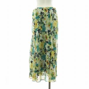 フレアスカート ロング 花柄 11 ライトグリーン イエロー /NQ