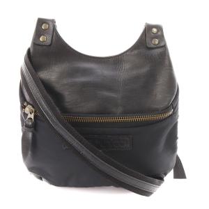ショルダーバッグ レザー ナイロン 黒 /MM