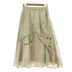 フレアスカート ひざ丈 イージー 柄 40 ベージュ 05122020 /NQ