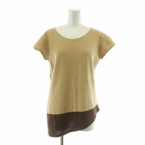 ニット カットソー アシンメトリー アシメ 半袖 ブラウン ベージュ J0172UB631 /NQ