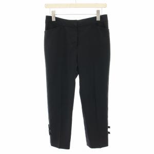 23SS 裾リボンクロップドパンツ テーパードパンツ スラックス ジップフライ 38 黒 ブラック NM-316309