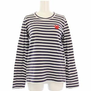 Tシャツ カットソー 長袖 ボーダー ワッペン L 紺 白 /TK