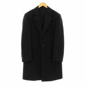 346 チェスターコート ウール カシミヤ混 36S 黒 ブラック /KU