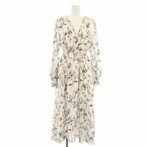 22AW FFKB225601 ワンピース フレア ロング マキシ 長袖 Vネック 花柄 プリント F