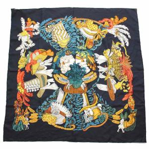 スカーフ カレ 90 chapeau シルク マルチカラー