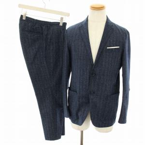 イージースーツ セットアップ 上下 テーラードジャケット シングル 48 パンツ スラックス 46 紺