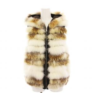毛皮 ベスト フォックスファー ジップアップ F ベージュ 白 茶 13A24003 /YM