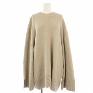 サイドジップ オーバーサイズ ニット セーター カシミヤ混 長袖 S ベージュ DW00510KT1007