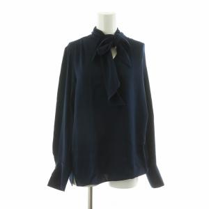 タグ付き 23AW ロイヤルサテンボウタイブラウス シャツ 長袖 F ネイビー 24051240900030