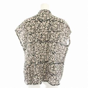 SOIL シャツ ブラウス バンドカラー 半袖 フレンチスリーブ 花柄 1 黒 ブラック グレージュ /YT