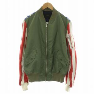 ドッキングジャケット MA-1 ジップアップ アウター チェック ストライプ L カーキ ILLJKT-304