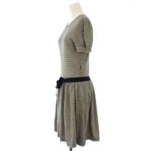 RED VALENTINO REDVALENTINO ワンピース 半袖 ひざ丈 ボーダー M 黒 白 /TK