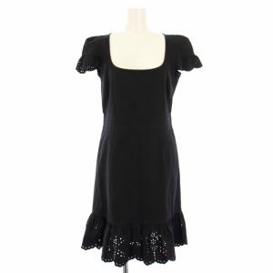 ワンピース カットワーク レース 半袖 ひざ丈 42 黒 0000029156 /TK