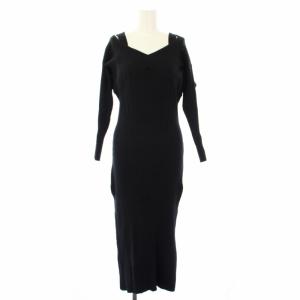 22AW リブニット ワンピース ロング 長袖 36 黒 32466910 /TK