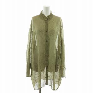 シャツ ブラウス 長袖 プリーツ シアー カーキ RBBJK-08220 /NQ