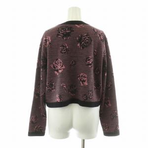 TOKUKO 1er VOL トクコ プルミエヴォル ニット カットソー プルオーバー 長袖 バラ柄 総柄 9 ピンク ブラック 5062307 /NQ