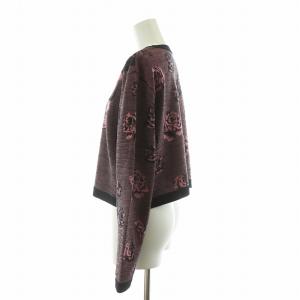 TOKUKO 1er VOL トクコ プルミエヴォル ニット カットソー プルオーバー 長袖 バラ柄 総柄 9 ピンク ブラック 5062307 /NQ