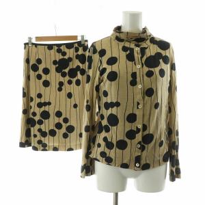 セットアップ 3点セット アンサンブル フレアスカート カットソー カーディガン 長袖 ひざ丈 柄 38