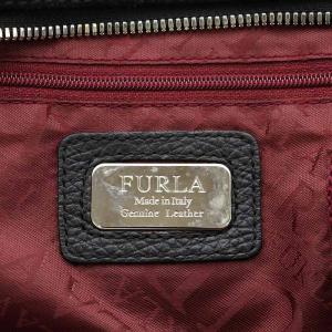 FURLA ボストンバッグ ハンドバッグ レザー スエード 黒 ブラック /AN36