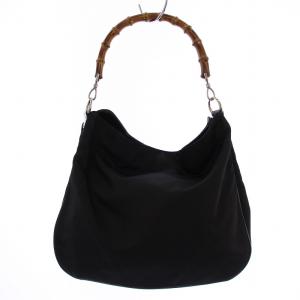 GUCCI ハンドバッグ バンブー ナイロン 黒 001.1705.1577 /BM OH