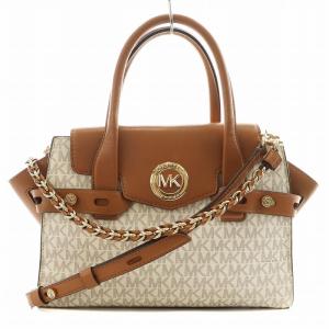 バニラ VANILLA MKシグネチャー ハンドバッグ ショルダーバッグ 2way PVC レザー 茶