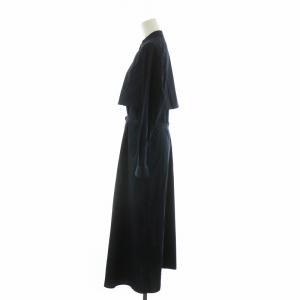 LOUNIE ヨークデザインシャツワンピース ロング 長袖 ベルト付き 36 ネイビー /NQ