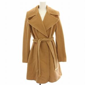 ノッチドカラーコート ウール ビッグカラー カシミヤ混 ロング S 茶 ブラウン D120684C /HN