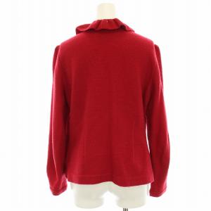 M'S GRACY ニットジャケット フリル ウール ビジュー装飾 40 赤 レッド CR-728576 /HN