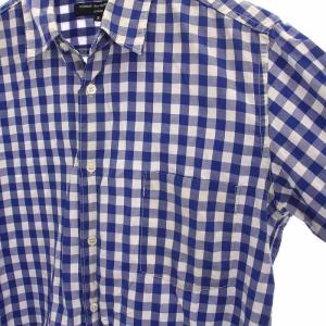 COMME des GARCONS HOMME シャツ チェック 長袖 S 青 白 /YM