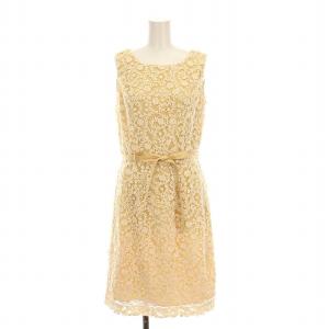 ノースリーブ ワンピース ひざ丈 フラワー刺繍 レース 38 ベージュ SF-621139 /YM