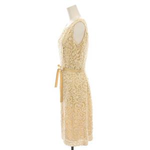 M'S GRACY ノースリーブ ワンピース ひざ丈 フラワー刺繍 レース 38 ベージュ SF-621139 /YM