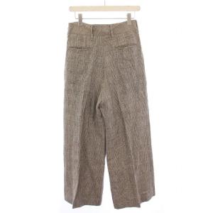 Deuxieme Classe ワイドパンツ ジップフライ チェック柄 リネン 36 茶 18-030-500-7090-1-0 /BM