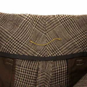 Deuxieme Classe ワイドパンツ ジップフライ チェック柄 リネン 36 茶 18-030-500-7090-1-0 /BM